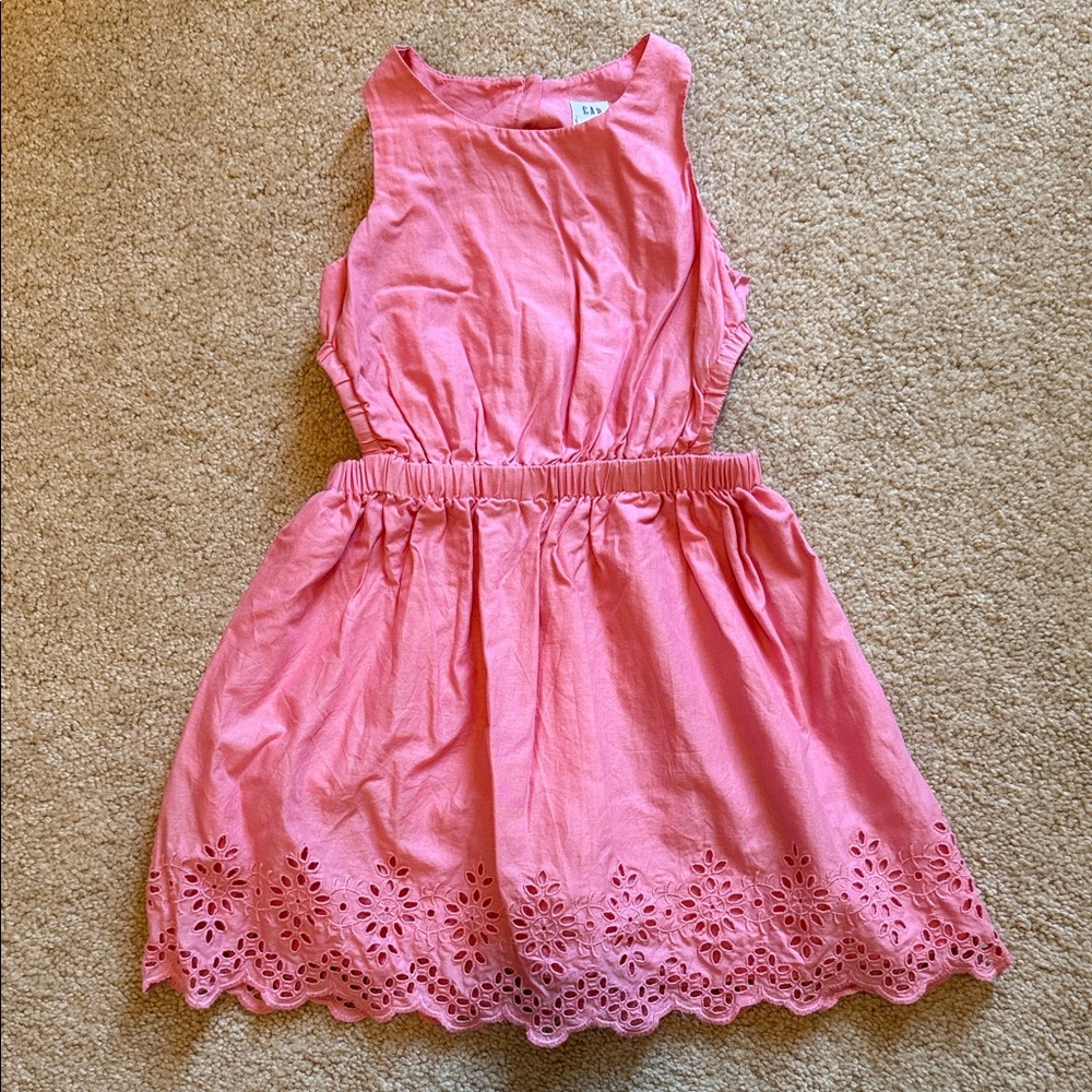 Gap Kids Girls Coral Pink Eyelet Hem Sundress